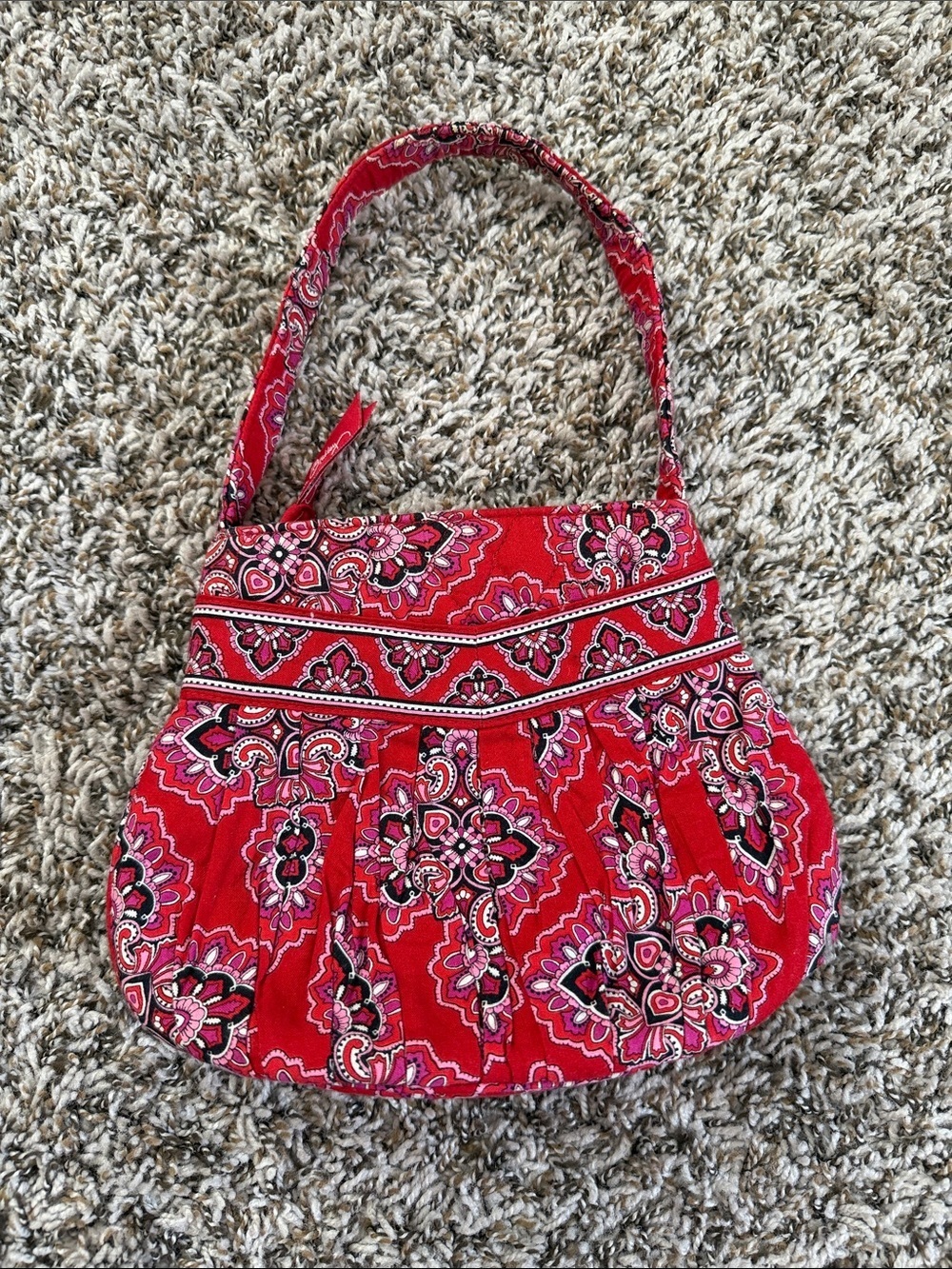 Vera Bradley Red and Pink Paisley Quilted Shoulder Bag